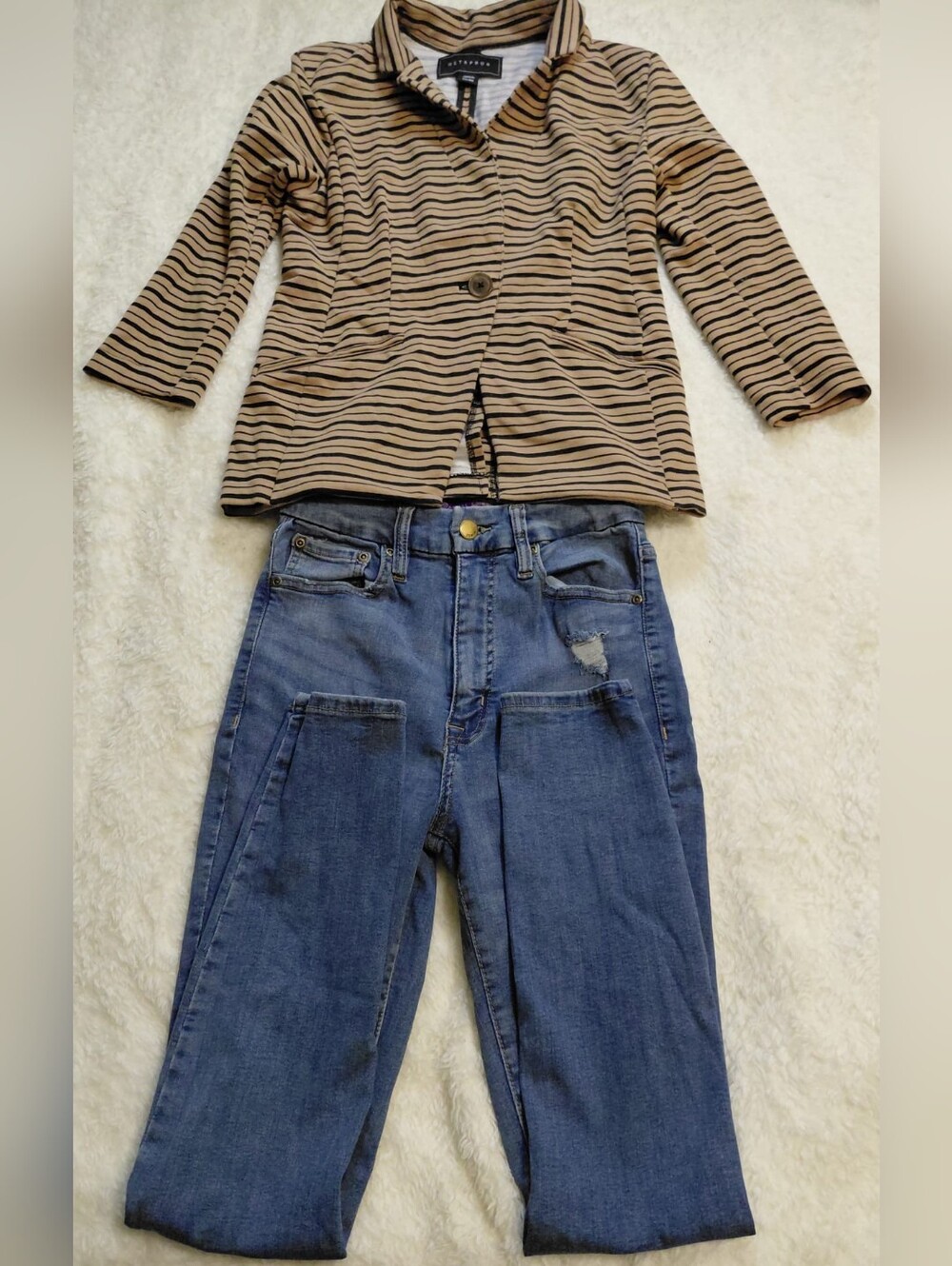 Women's Bundle XS Metaphor Striped Blazer Casual Designs Curvy High Rise Jeggins